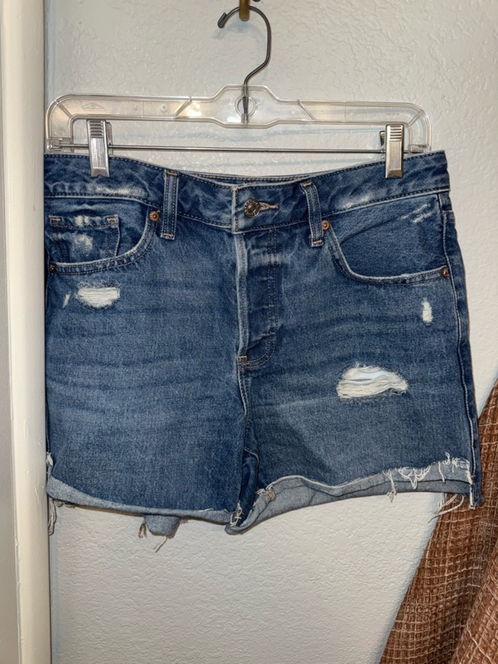 Express Distressed Denim Jean Shorts - Blue